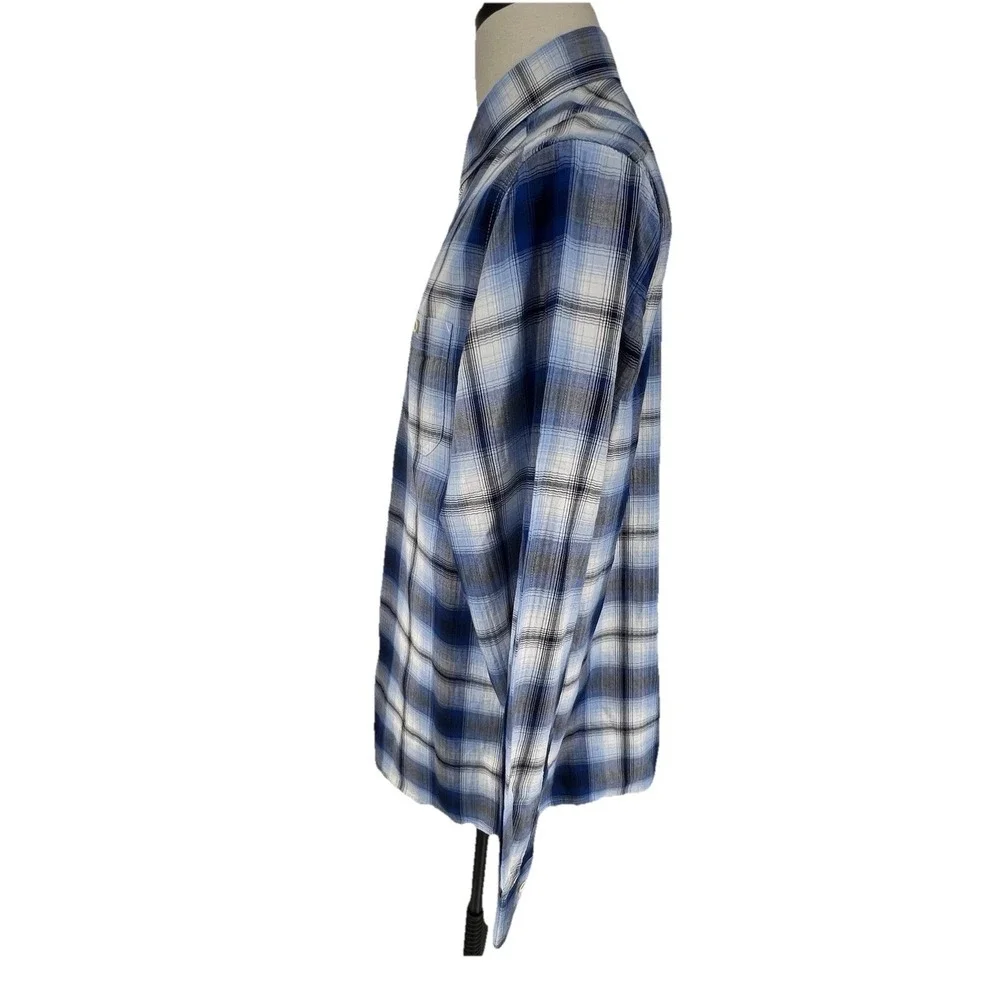 NEW ROWM Shirt Tall‎ Man Men's LT Blue Plaid Long Sleeve Dillards